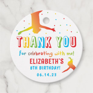 Rainbow Trampoline Park Kids Birthday Favour Tags