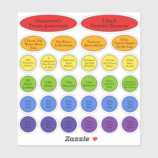 Rainbow Travel Affirmations Template Of 30 (Sheet)