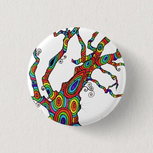 Rainbow Tree - colourful button badge (Front)