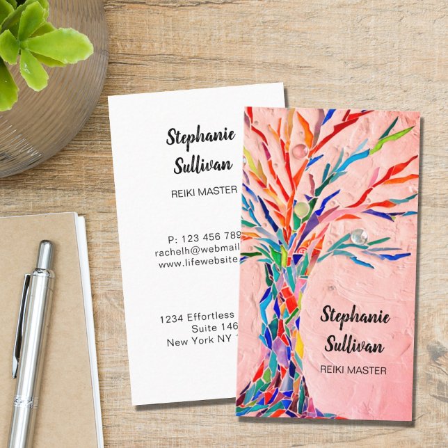 Rainbow Tree Coral Reiki Business Card (Creator Uploaded)