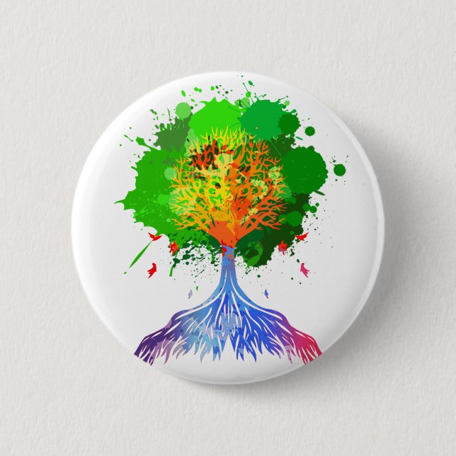 Rainbow Tree of Life 6 Cm Round Badge (Front)