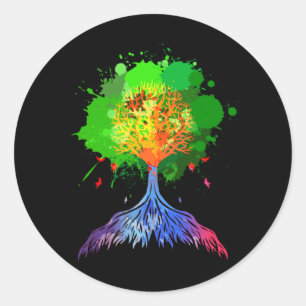 Rainbow Tree of Life Classic Round Sticker