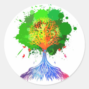 Rainbow Tree of Life Classic Round Sticker