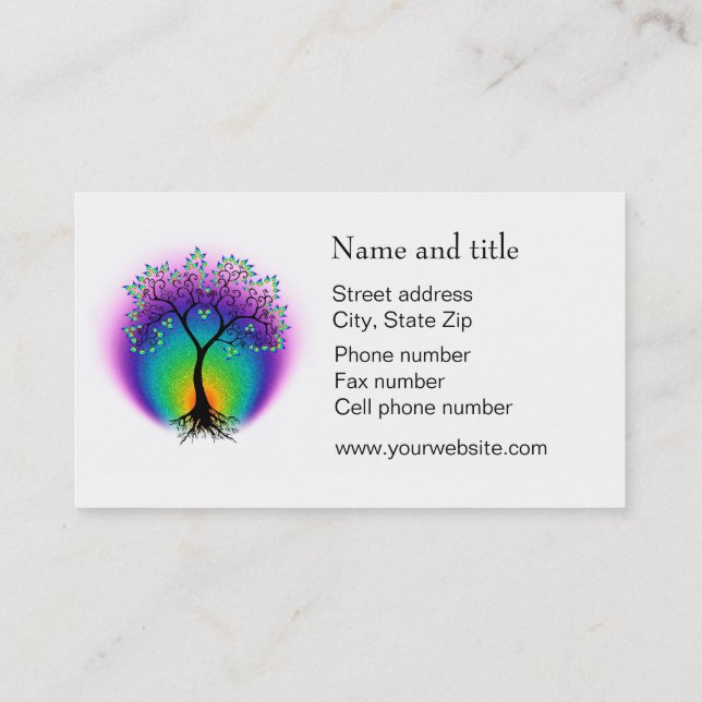 Rainbow Tree of Life Connect with Your Customer Business Card (Back)