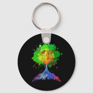 Rainbow Tree of Life Key Ring