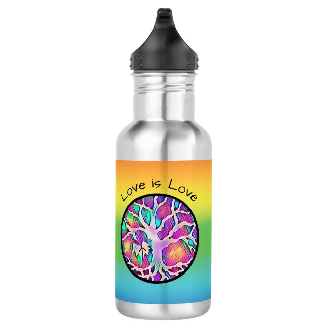 Rainbow Tree of Life "Love is Love" Water Bottle (Right)