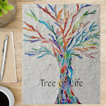 Rainbow Tree of Life Mosaic Jigsaw Puzzle<br><div class="desc">This decorative jigsaw puzzle features a print of a rainbow coloured mosaic tree and the words Tree of Life in bold typography. I made the original design in mosaic using tiny fragments of brightly coloured glass set into a pale grey plaster background. You can customise this canvas by changing the...</div>