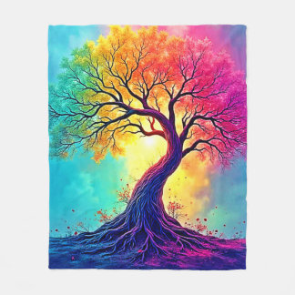 Rainbow Tree: Roots of Infinite Hope Art Fleece Blanket