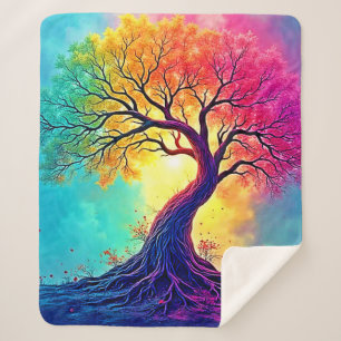  Rainbow Tree: Roots of Infinite Hope Art Sherpa Blanket