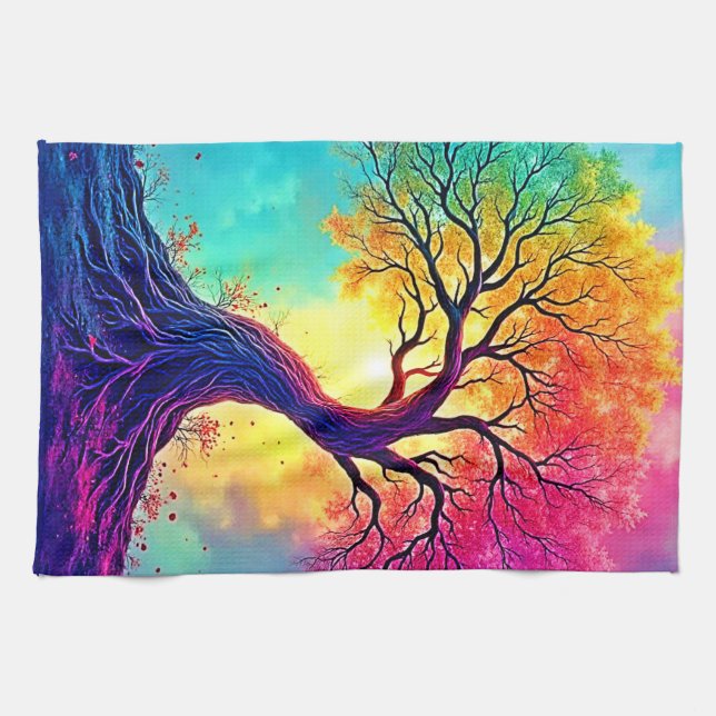  Rainbow Tree: Roots of Infinite Hope Art Tea Towel (Horizontal)