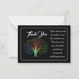 Rainbow Tree Thank You Message For Condolences Card