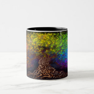 Rainbow Tree Two-Tone Coffee Mug