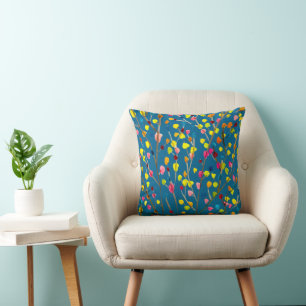 Rainbow tree watercolor cushion
