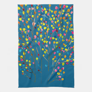 Rainbow tree watercolor tea towel