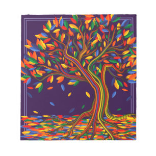 Rainbow tree with colourful leaves illustration notepad