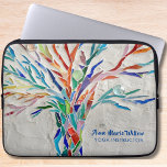 Rainbow Tree Yoga Instructor  Laptop Sleeve<br><div class="desc">This decorative laptop sleeve features a print of a rainbow coloured mosaic tree on a pale grey background. Add your name and occupation to personalise this case. Use the Customise Further option to change the text size, style or colour if you wish. Because we create our own artwork you won't...</div>