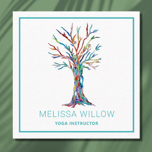 Rainbow Tree Yoga Instructor Square Business Card