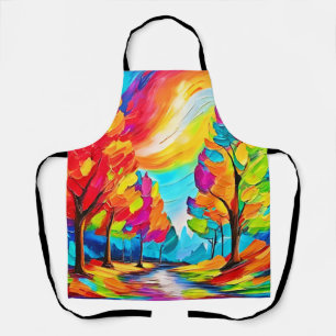 Rainbow Trees: Vivid Forest Apron