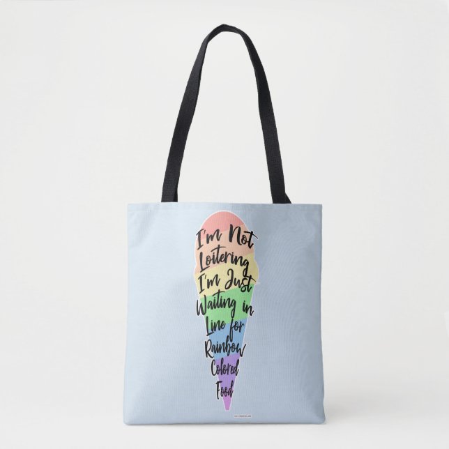 Rainbow Trendy Food Striped Cone Art Fun Tote Bag (Front)