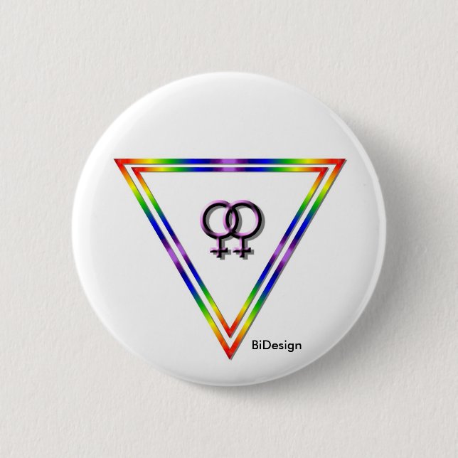Rainbow Triangle Female/Female 6 Cm Round Badge (Front)