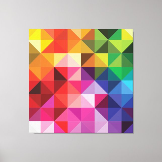 Rainbow Triangles Geometric Modern Canvas Print (Front)