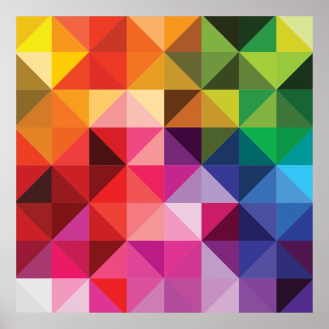 Rainbow Triangles Geometric Modern Poster (Front)