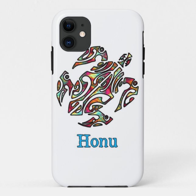 Rainbow Tribal Hawaiian Sea Turtle Case-Mate iPhon iPhone Case (Back)