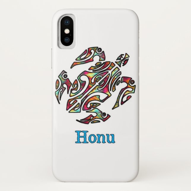 Rainbow Tribal Hawaiian Sea Turtle Case-Mate iPhone Case (Back)