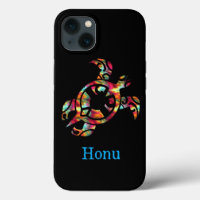 Rainbow Tribal Hawaiian Sea Turtle on Black