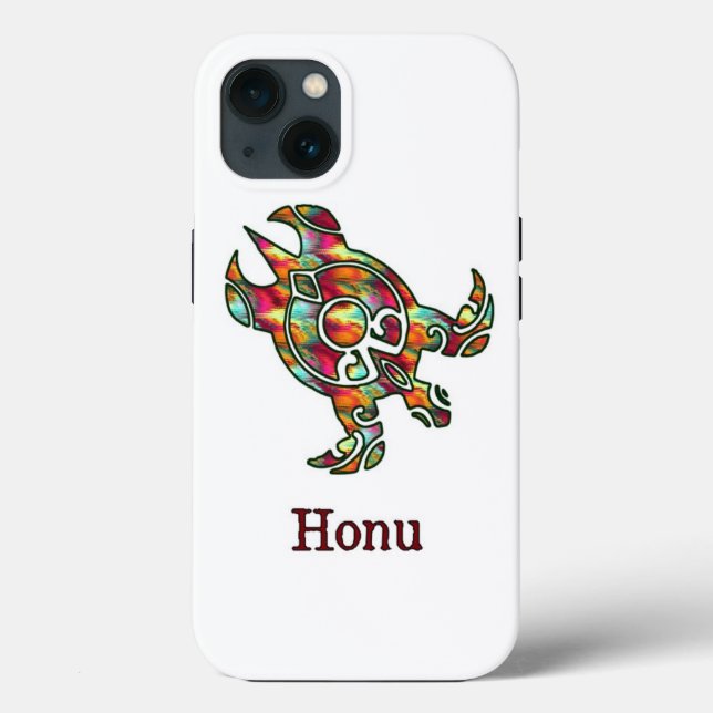 Rainbow Tribal Sea Turtle on White Case-Mate iPhone Case (Back)