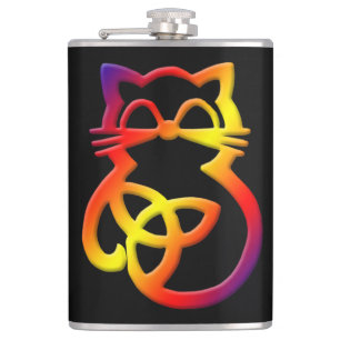 Rainbow Trinity Knot Celtic Cat Flask