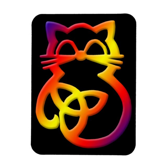 Rainbow Trinity Knot Celtic Cat Magnet (Vertical)