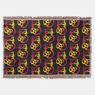 Rainbow Trinity Knot Celtic Cat Throw Blanket
