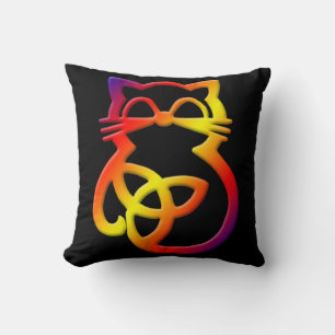 Rainbow Trinity Knot Celtic Cat Throw Pillow