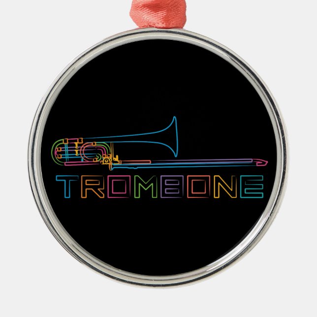 Rainbow Trombone Metal Ornament (Front)