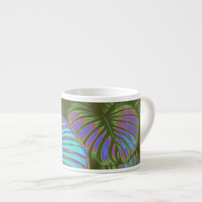 Rainbow Tropical Leaves Espresso Mug (Front Right)