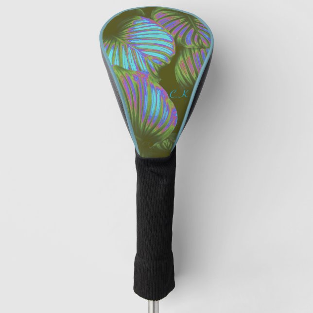 Rainbow Tropical Leaves Golf Club Head Cover (Front)
