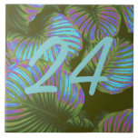 Rainbow Tropical Leaves House Number Ceramic Tile<br><div class="desc">Pretty tropical leaves on this custom number tile. Change the number and the colour to make it perfect for your home.</div>