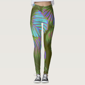 Rainbow Tropical Leaves Leggings