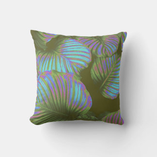 Rainbow Tropical Leaves Throw Pillow