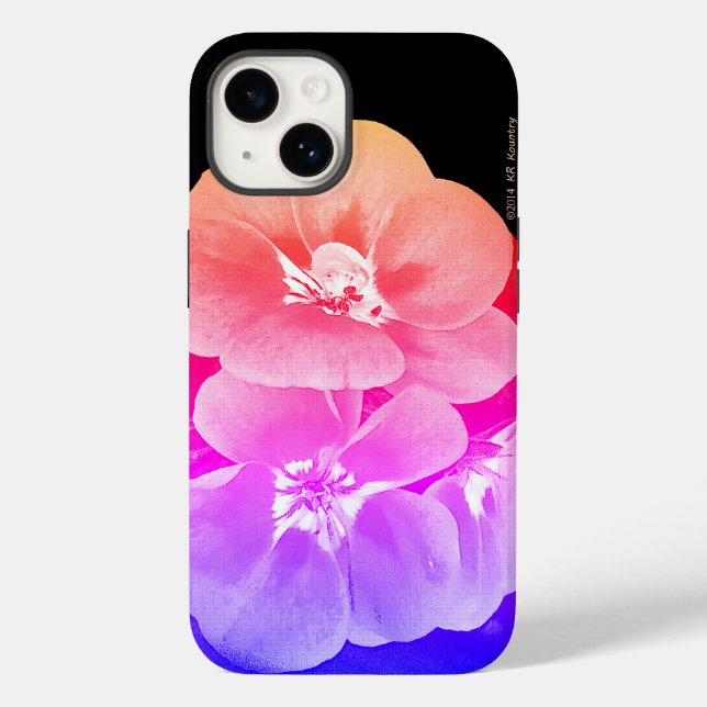 Rainbow Tropical Stylised Flowers Case-Mate iPhone Case (Back)