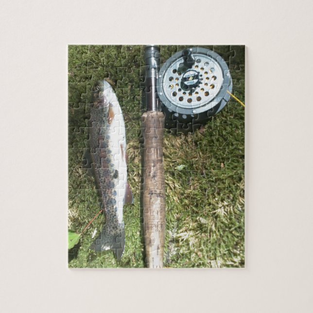 rainbow trout and fly fishing reel jigsaw puzzle (Vertical)