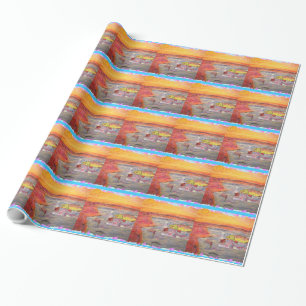 rainbow trout art wrapping paper
