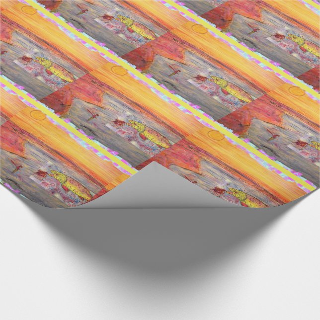 rainbow trout art wrapping paper (Corner)