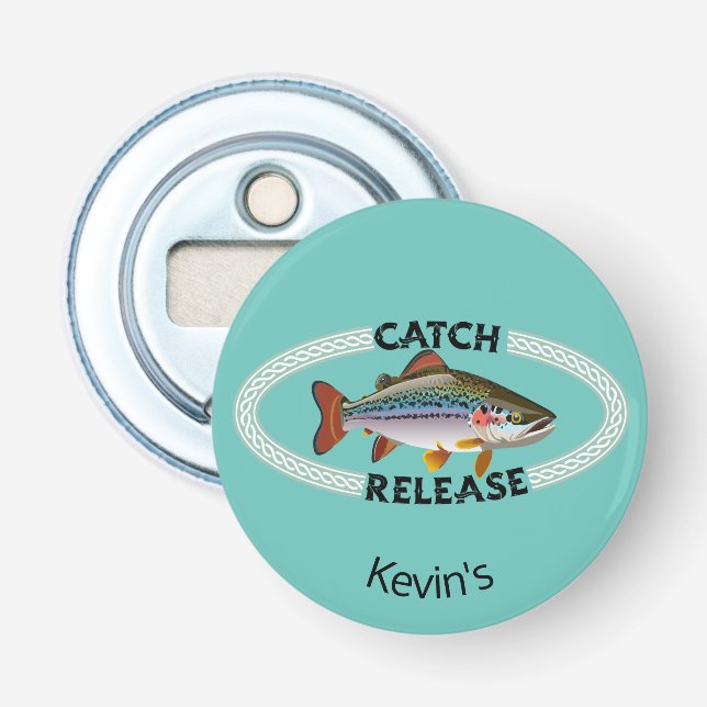 Rainbow Trout Catch Release Resource Conservation Bottle Opener (Front)