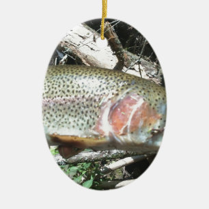 Rainbow trout ceramic ornament