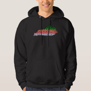 Rainbow Trout Fish Kentucky State Map Fly Fishing Hoodie