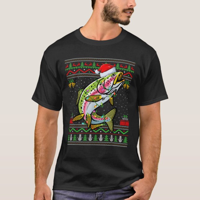 Rainbow Trout Fish Lover Santa Ugly Rainbow Trout  T-Shirt (Front)