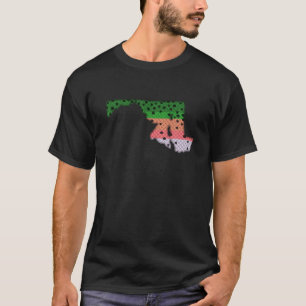 Rainbow Trout Fish Maryland State Map Fly Fishing T-Shirt