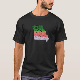 Rainbow Trout Fish Missouri State Map Fly Fishing T-Shirt